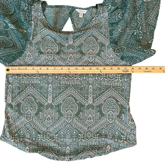 Lucky Brand Mint Sage Green Blue Flutter Sleeve Boxy Blouse - Picture 5 of 9
